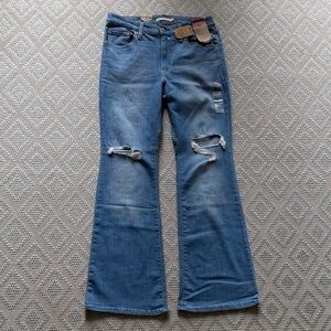 Levi's Blue Distressed Flare Jeans